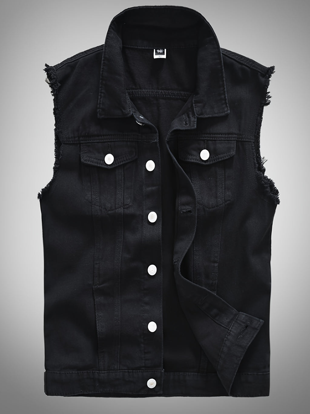 Veste décontractée en denim pour homme - Style moto, couleur unie, boutonnage, tissu non extensible, idéale pour le printemps\u002Fl'automne