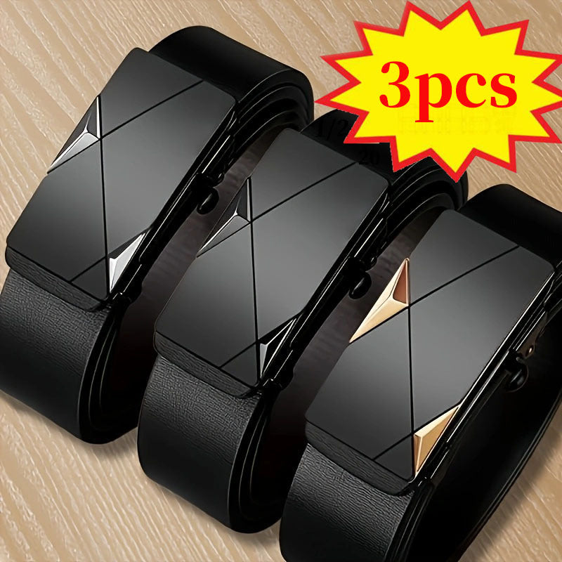Lot de 3 Ceintures pour Hommes, Ceinture d'Affaires à la Mode, Ceinture Élégante pour Jean, Idéale pour le Col Blanc, Choix Parfait pour Mari ou Petit Ami