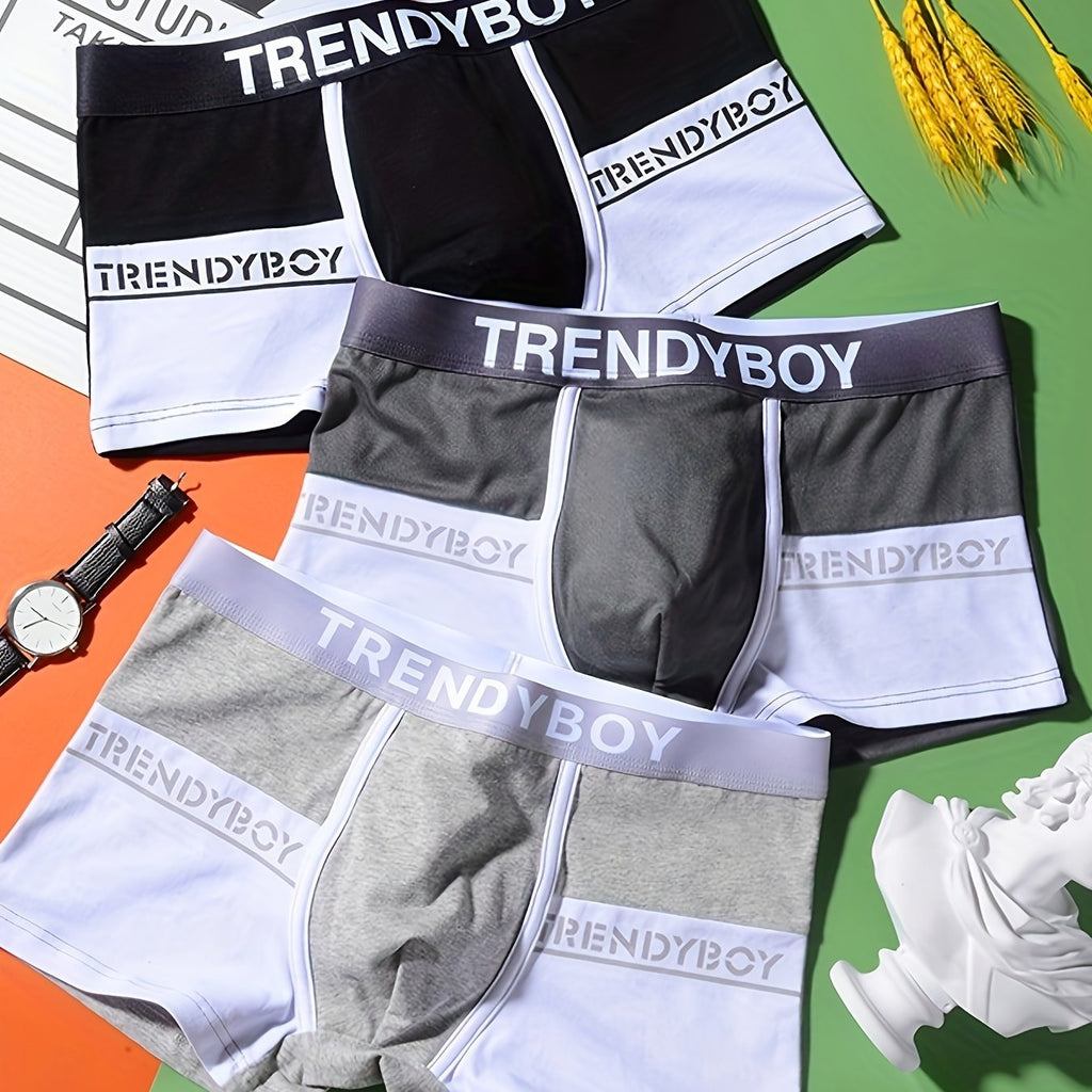 3pcs Boxers pour Hommes à la Mode - Respirants, Confortables et Sous-vêtements de Sport avec Design Dégradé