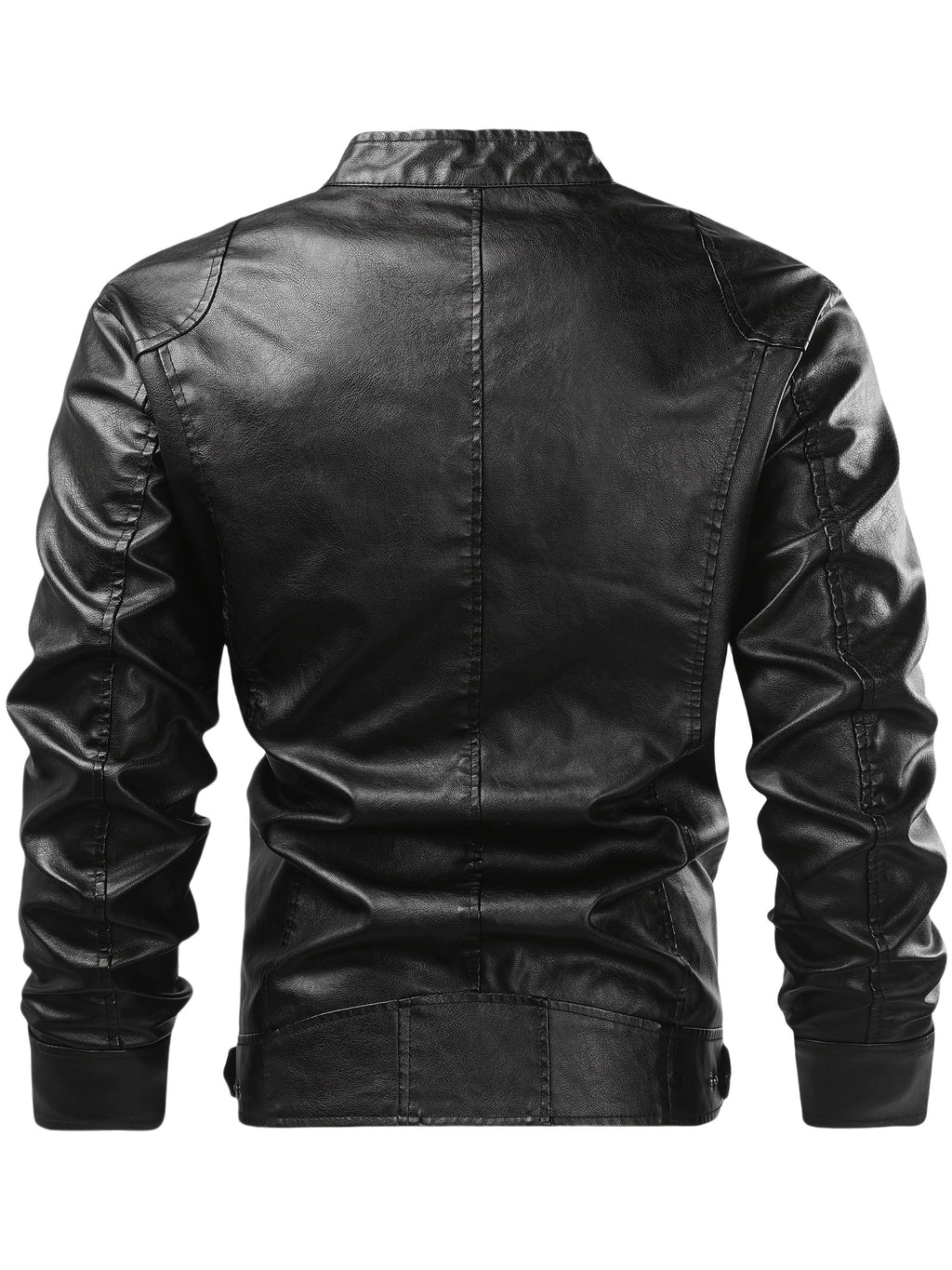 Men'S Casual Faux Leather Jacket - Black, Four-Season Zip-Up with Button Closure, Non-Stretch Fabric, Perfect for Outdoor Activities & Casual Attire, Hiking Jacket | Buttonup Jacket | Durable Construction