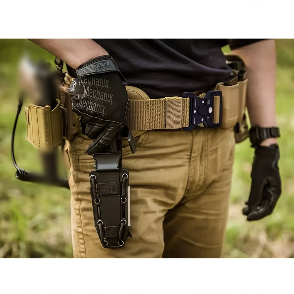 Ceinture Tactique en Nylon pour Hommes YOORAN - Style Militaire, Boucle Métallique à Dégagement Rapide et Boucle de Suspension, Ceinture Kaki Ajustable pour le Travail, la Randonnée & les Activités en Plein Air, Accessoire de Ceinture Tactique, YOORAN