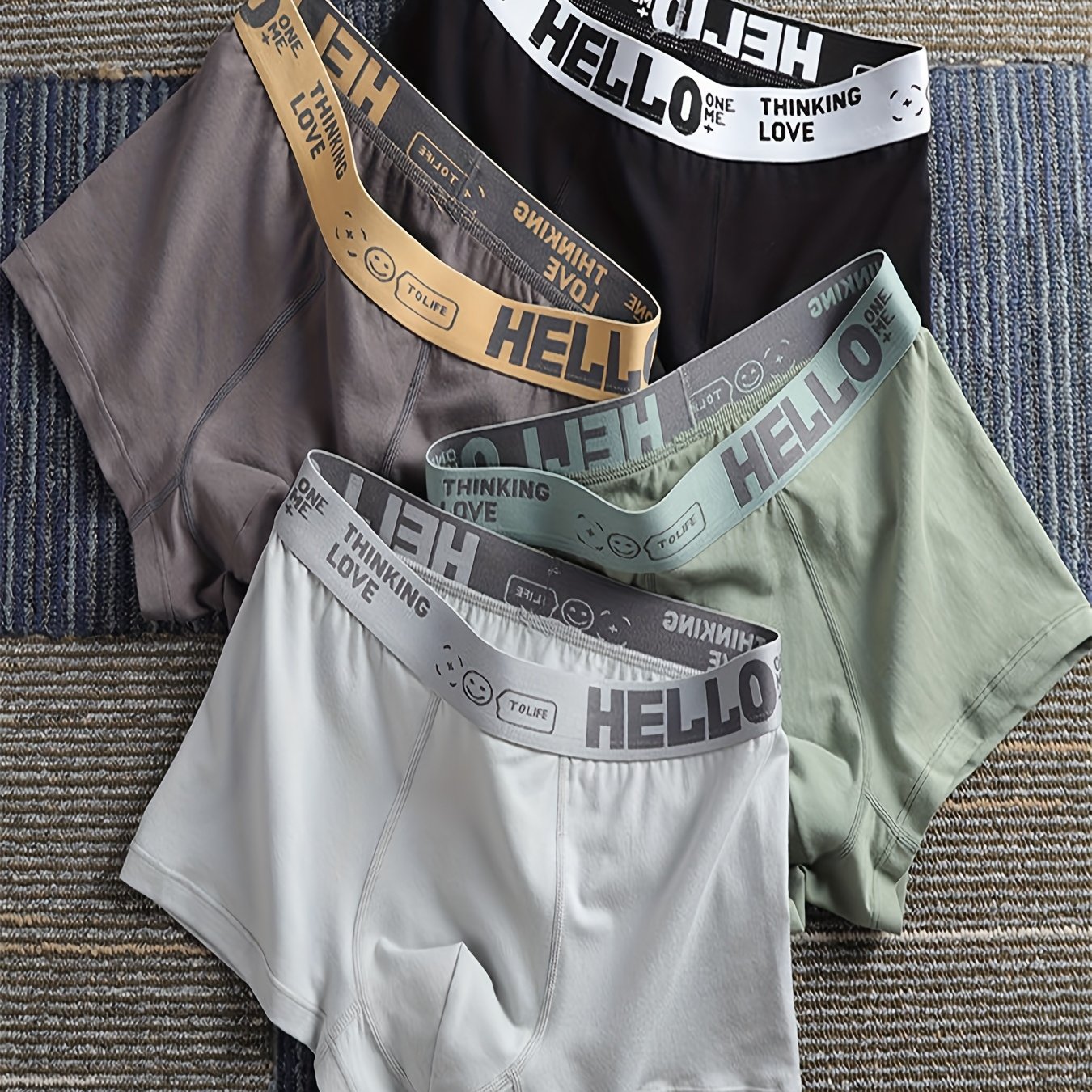 4 pièces de boxers en coton doux pour hommes - Sous-vêtements respirants et extensibles avec impression \