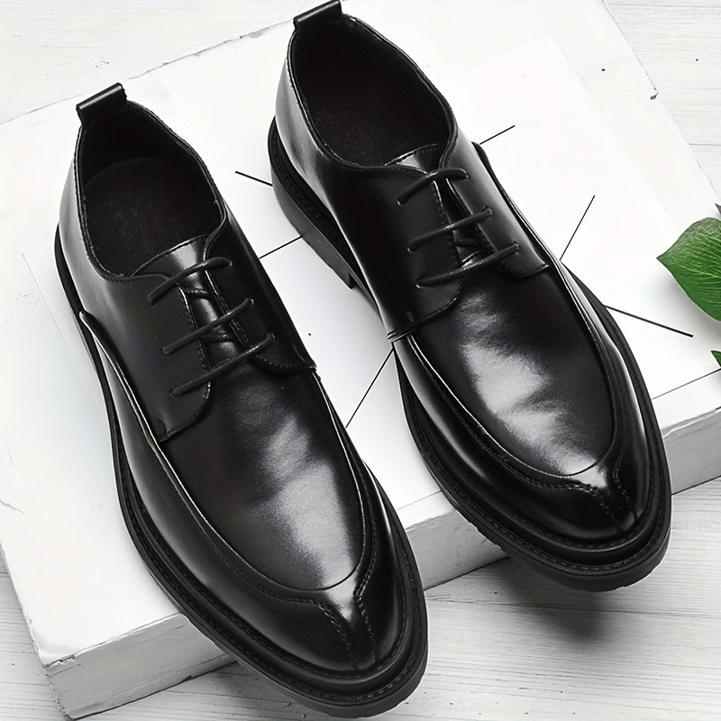 Pardasaul Men's Genuine Leather Oxford Shoes - Black Round Toe Lace-Up Dress Shoes for Business & Formal Occasions, Durable Rubber Sole, Smooth Glossy Finish, Business Dress Shoes | Classic Oxford Shoes | True Leather Shoes