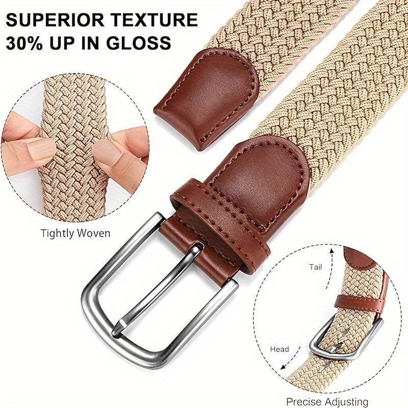 Ceinture pour homme, ceinture élastique, ceinture décontractée tissée 1 3\u002F8', pour homme, femme, junior, couleur\u002Ftaille complète avec coffret cadeau.