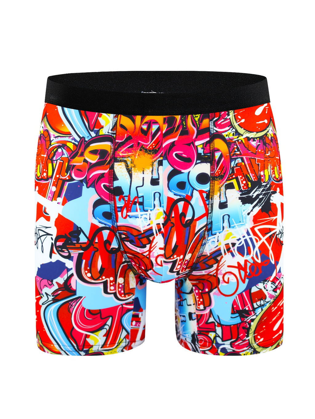10pcs Boxers Longs pour Hommes à Imprimé Graffiti - Respirants, Mélange de Polyester Extensible, Sous-vêtements Non-Transparents