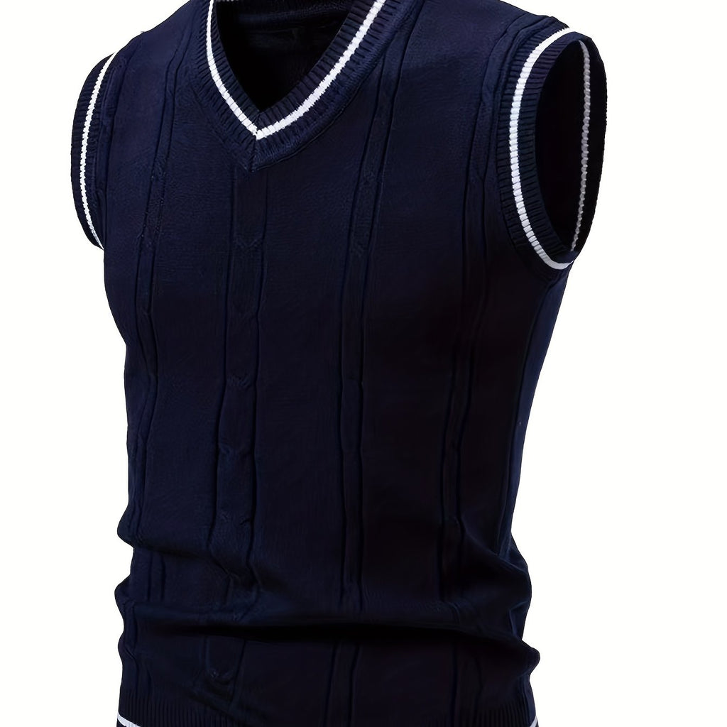 Gilet Homme Nouveau Design Maille Torsadée - Cross-Border
