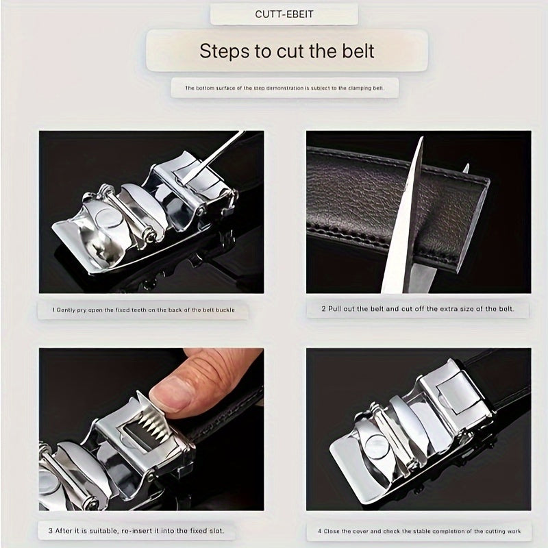 Ceinture En Cuir Véritable de Vachette, Ceinture À Boucle Automatique En Alliage Pour Hommes, Coffret Cadeau