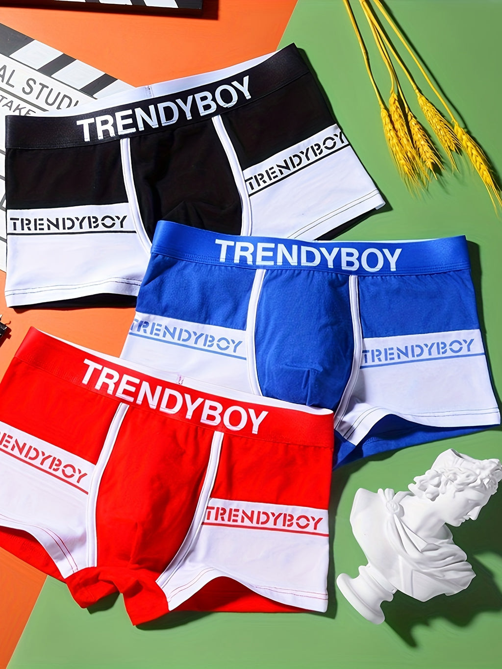 3pcs Boxers pour Hommes à la Mode - Respirants, Confortables et Sous-vêtements de Sport avec Design Dégradé