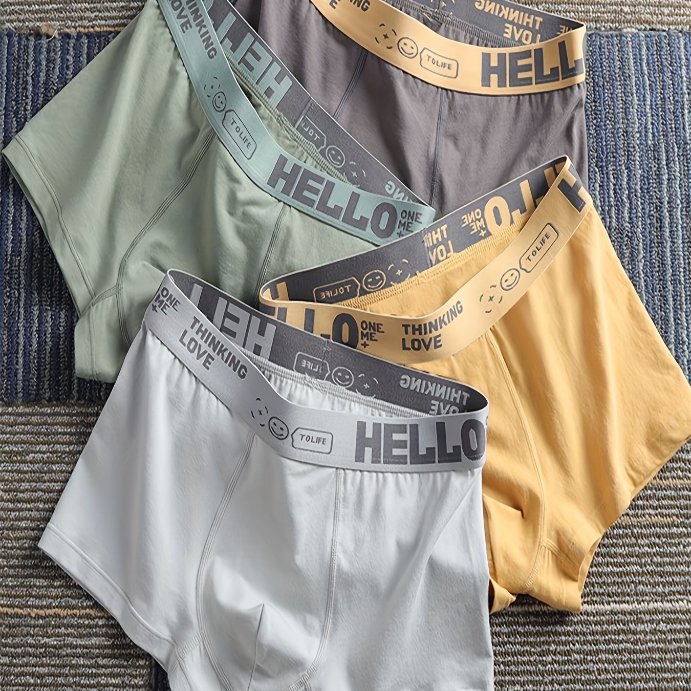 4 pièces de boxers en coton doux pour hommes - Sous-vêtements respirants et extensibles avec impression \