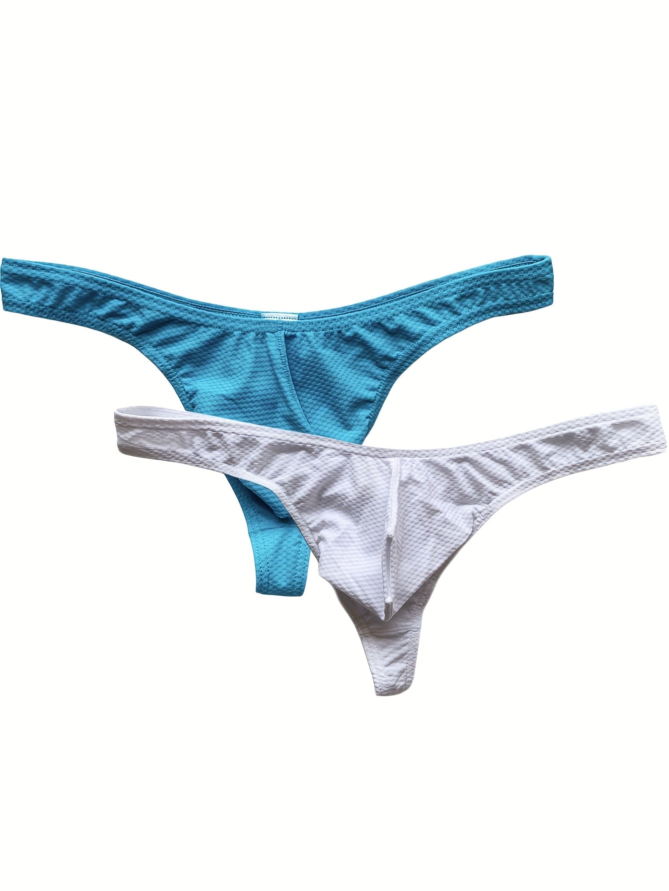 2 culottes hipster unies pour hommes avec pochette, design sexy taille basse, tissu extensible confortable pour tenues décontractées - Vert et bleu