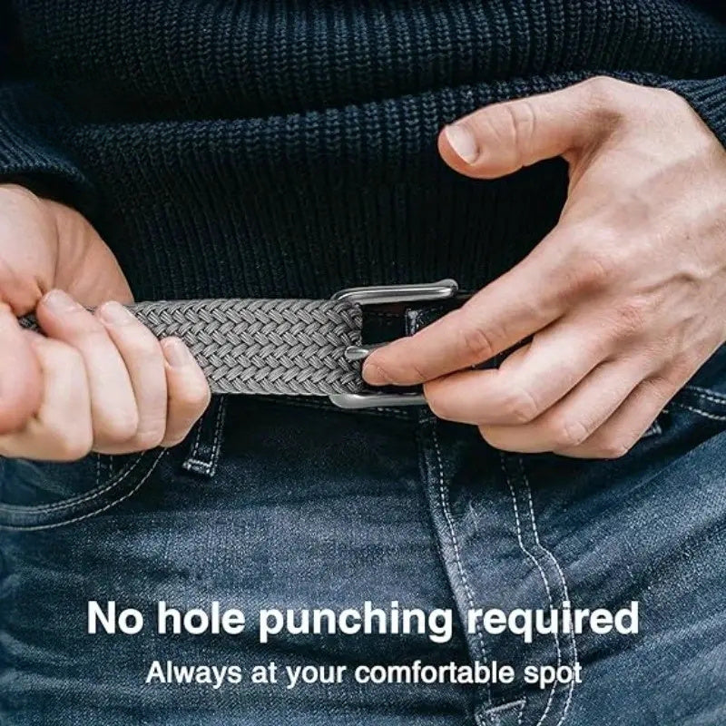 Ceinture Tressée Élastique pour Hommes 2pcs – Ceinture en Tissu Décontracté, 1 3\u002F8\
