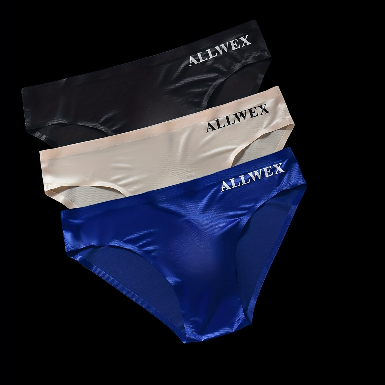 3pcs Sous-vêtements pour Hommes, Boxers en Tissu Fibre Glacée Sans Couture, Tricot Haute Élasticité, Couleur Unie, Confortable Respirant Tenue de Gym Athlétique Décontractée, Taille Basse, Forme Brillante 3D