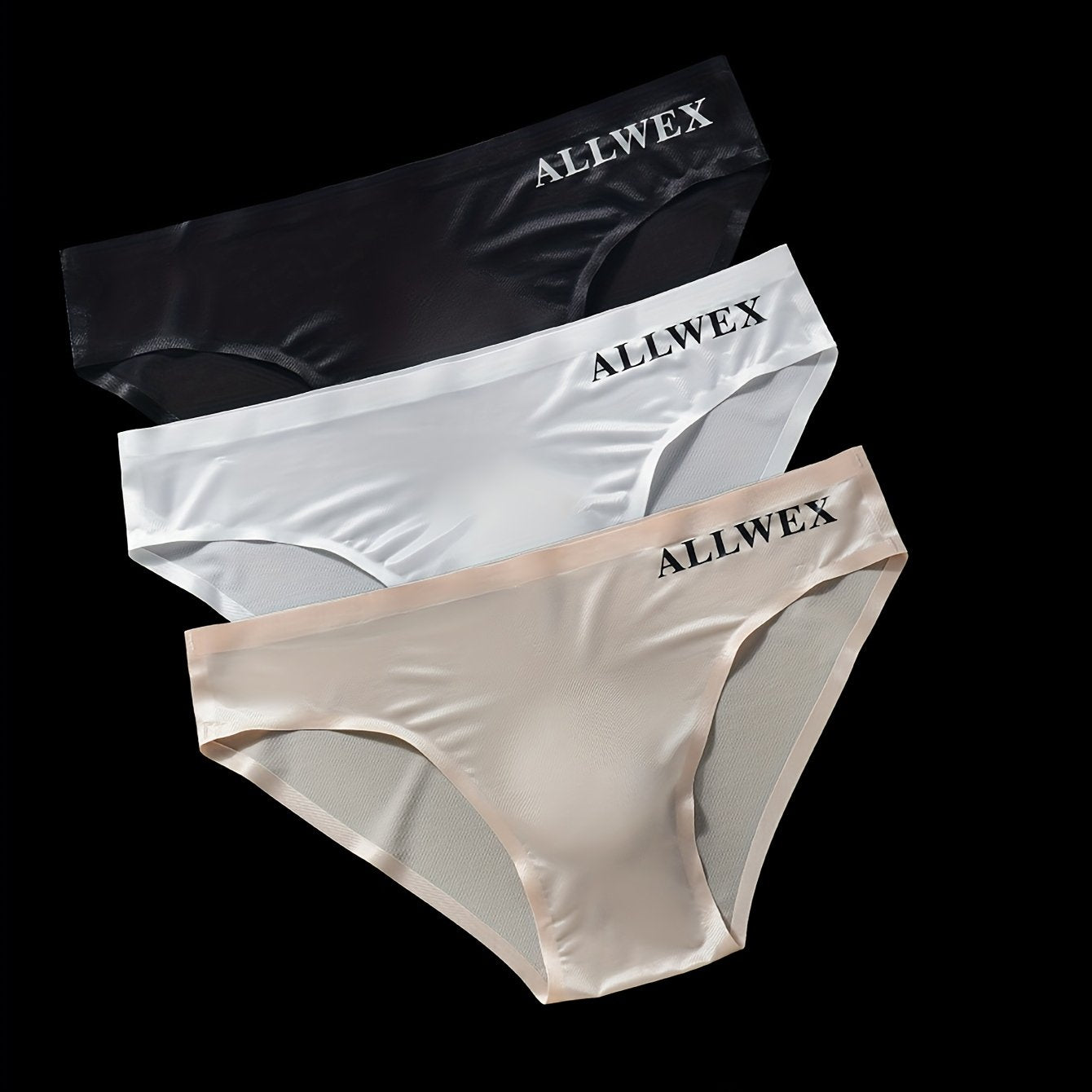 3pcs Sous-vêtements pour Hommes, Boxers en Tissu Fibre Glacée Sans Couture, Tricot Haute Élasticité, Couleur Unie, Confortable Respirant Tenue de Gym Athlétique Décontractée, Taille Basse, Forme Brillante 3D