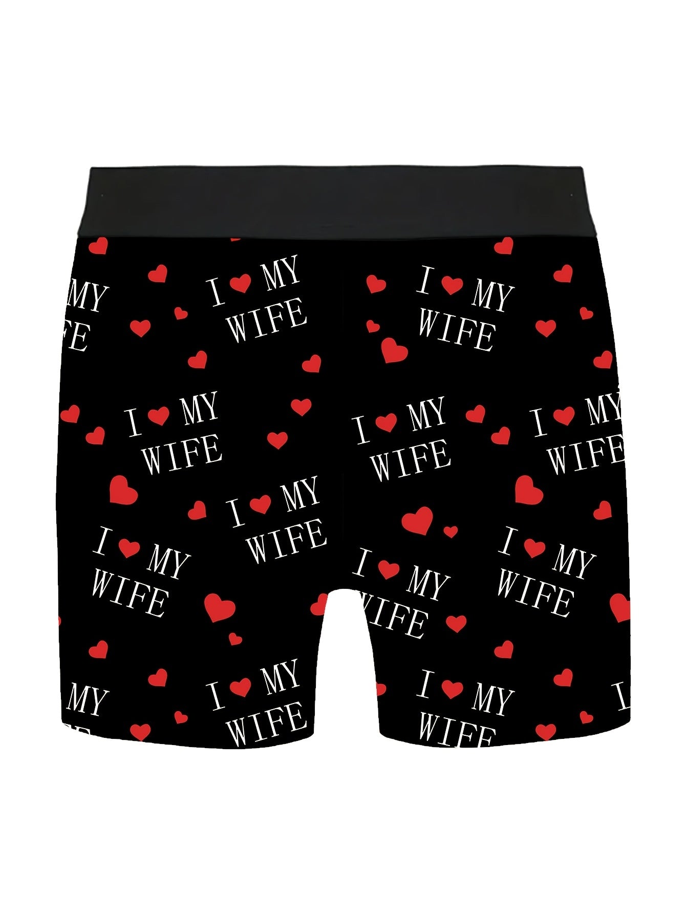 Shorts de nouveauté pour hommes avec imprimés de lettres\u002Fcœurs, boxers longs pour vêtements décontractés sportifs.