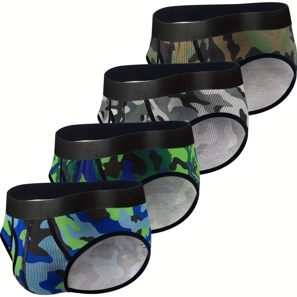 4 Pack de Slips pour Hommes en Coton - Slips Confortables et Respirants avec Poche U