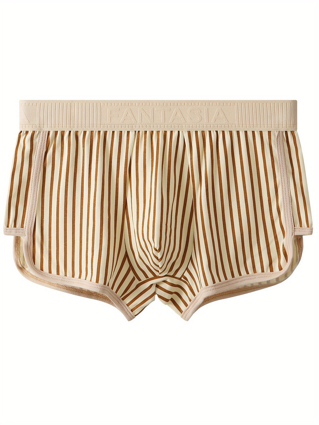 Ensemble de 3 pièces pour Hommes en Tissu Fibre Glacée Doux et Confortable à Rayures Imprimées avec Coins Plats, Short Respirant et Élastique, Décontracté