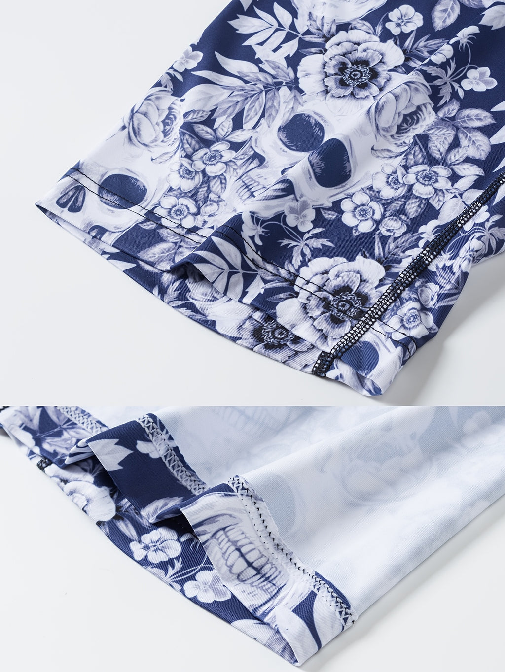 Caleçons à imprimé crâne floral pour hommes, en tissu tricoté polyester à haute extensibilité, design de poche en U pour la peau, anti-rayures et anti-humidité pour un usage quotidien et des activités en extérieur.