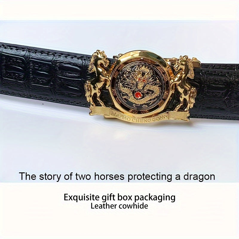 Ceinture En Cuir Véritable de Vachette, Ceinture À Boucle Automatique En Alliage Pour Hommes, Coffret Cadeau