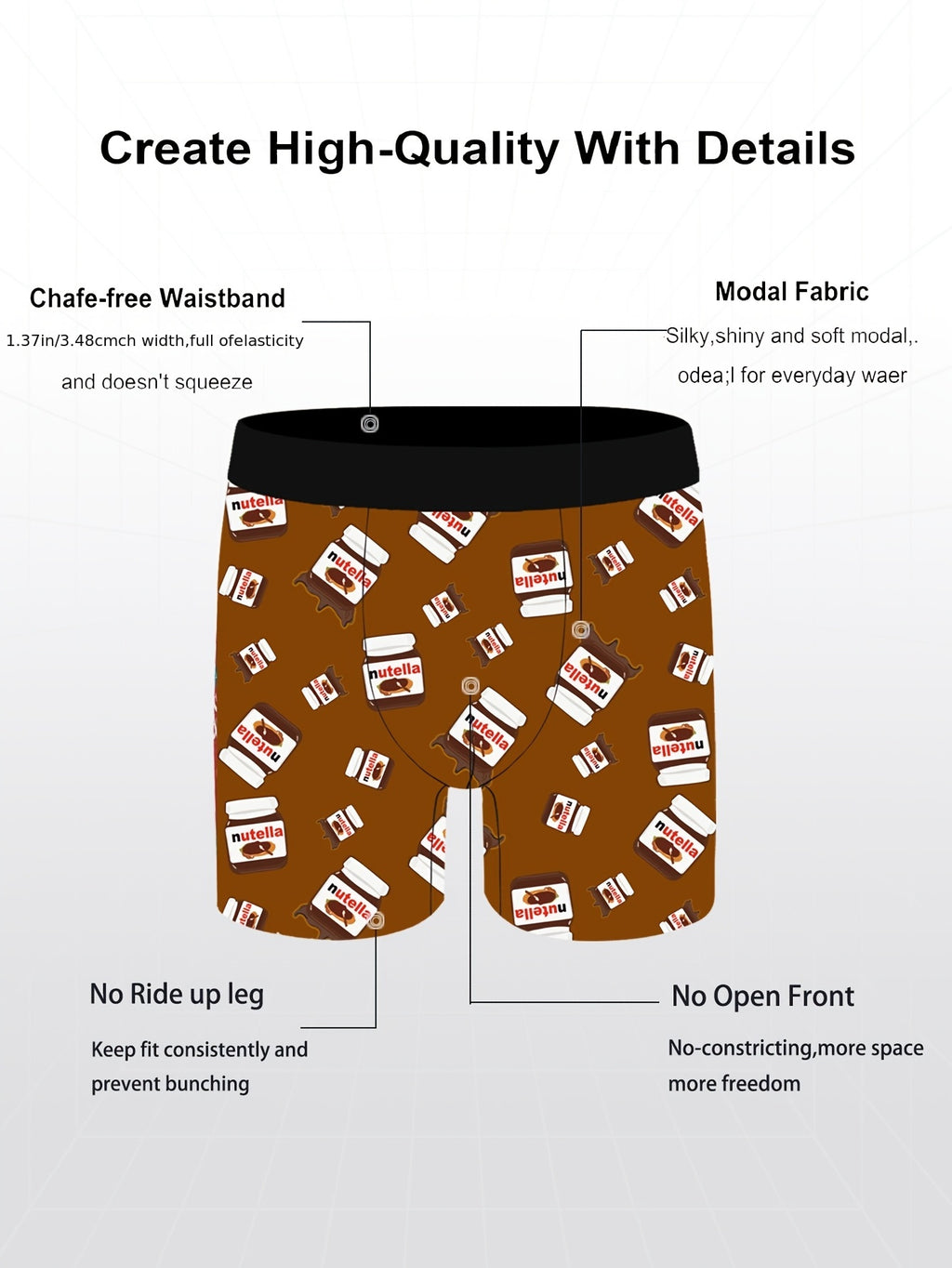 Shorts décontractés pour hommes - Tissu stretch en mélange polyester respirant et confortable, taille élastique, lavable en machine, motif imprimé marron et blanc, pour un style décontracté