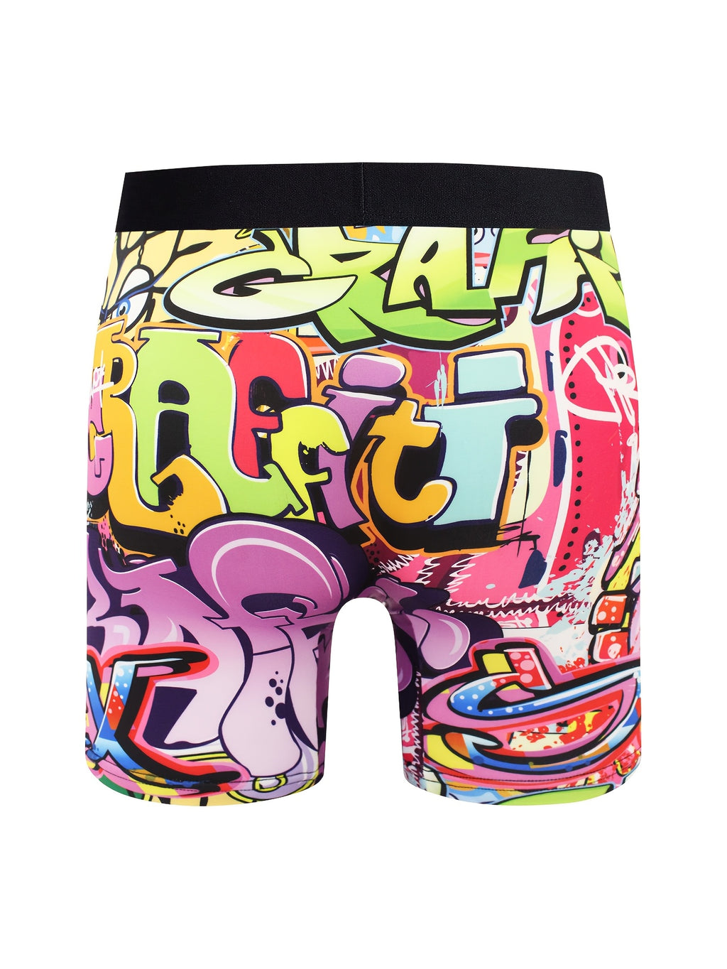 10pcs Boxers Longs pour Hommes à Imprimé Graffiti - Respirants, Mélange de Polyester Extensible, Sous-vêtements Non-Transparents