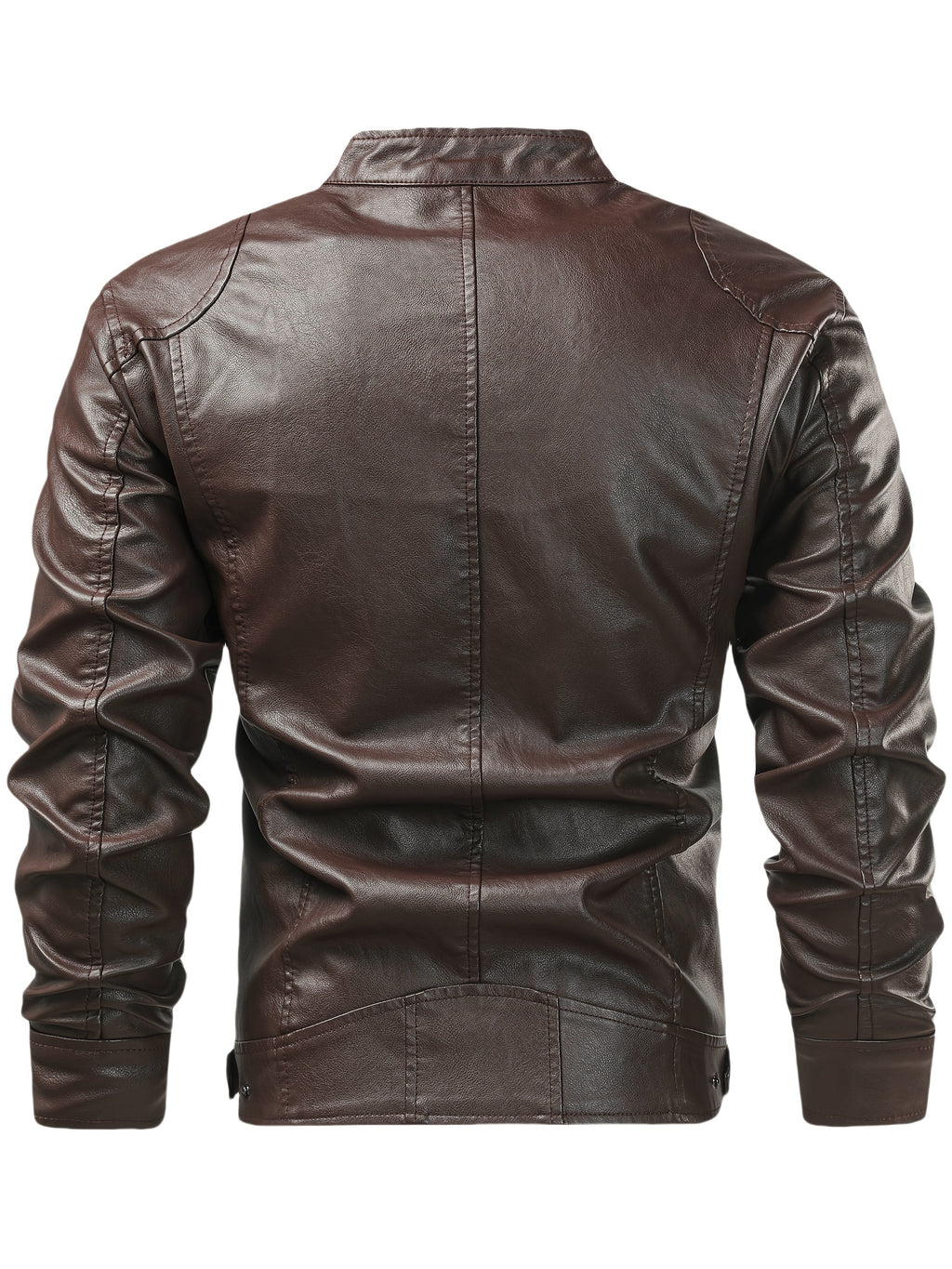 Men'S Casual Faux Leather Jacket - Black, Four-Season Zip-Up with Button Closure, Non-Stretch Fabric, Perfect for Outdoor Activities & Casual Attire, Hiking Jacket | Buttonup Jacket | Durable Construction