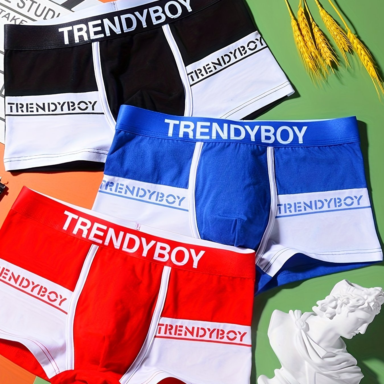 3pcs Boxers pour Hommes à la Mode - Respirants, Confortables et Sous-vêtements de Sport avec Design Dégradé