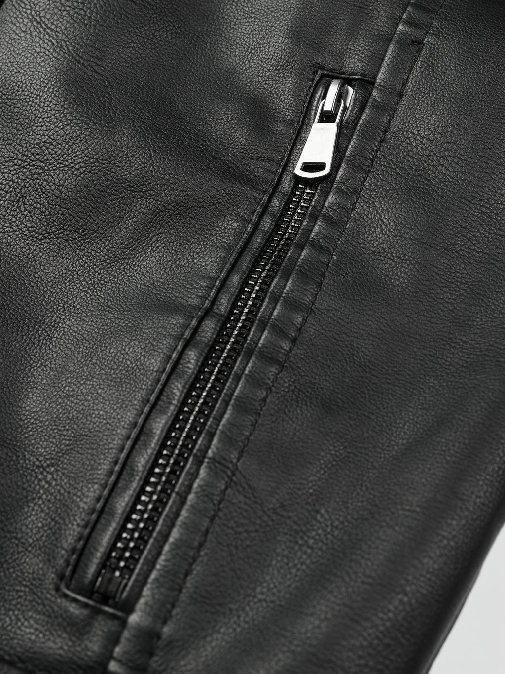 Men's Slim Fit PU Leather Jacket - Black, Double Zipper, Stand Collar, Warm Lined, Casual Style, Machine Washable, Everyday Jacket | Modern PU Leather Jacket | Durable PU Leather Look