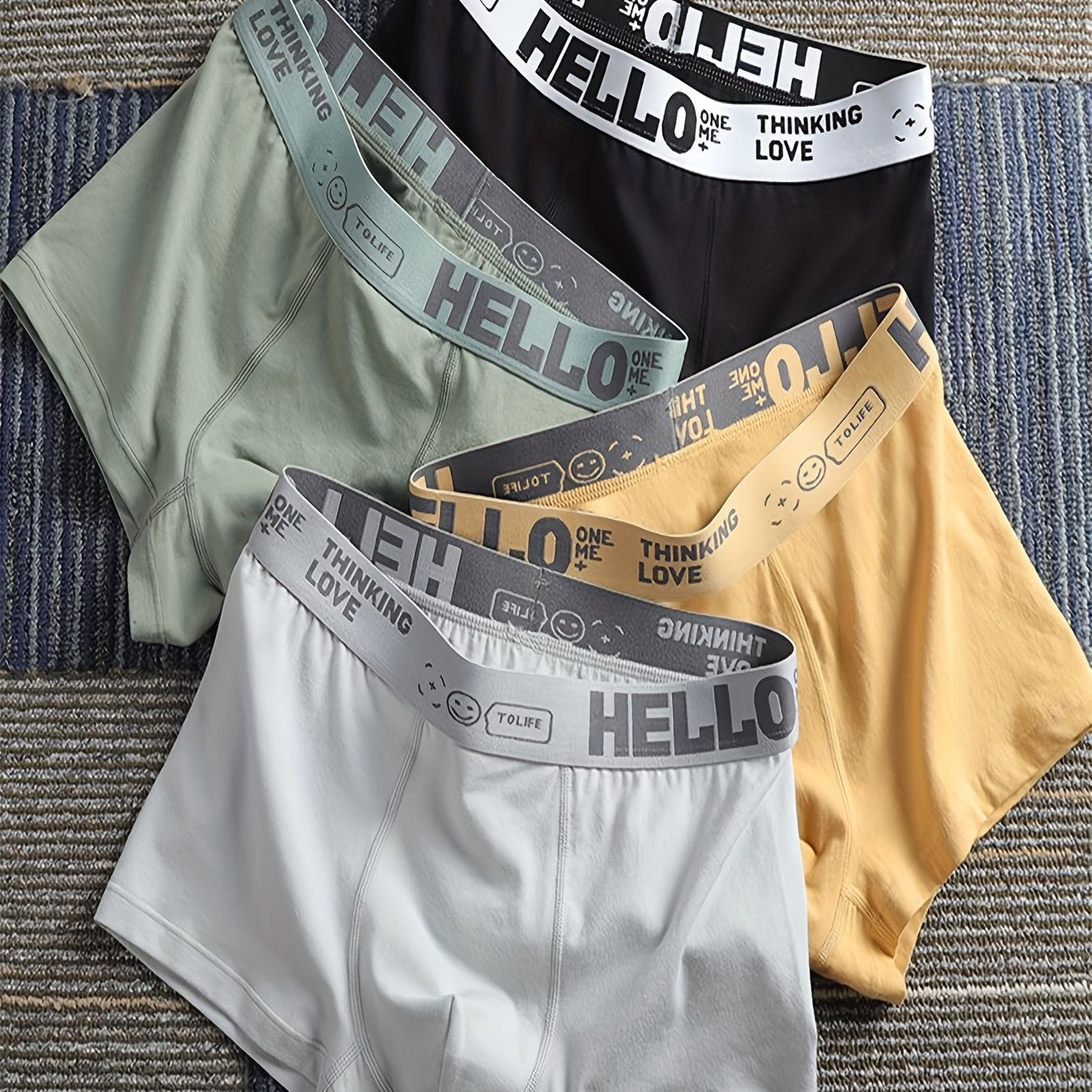 4 pièces de boxers en coton doux pour hommes - Sous-vêtements respirants et extensibles avec impression \