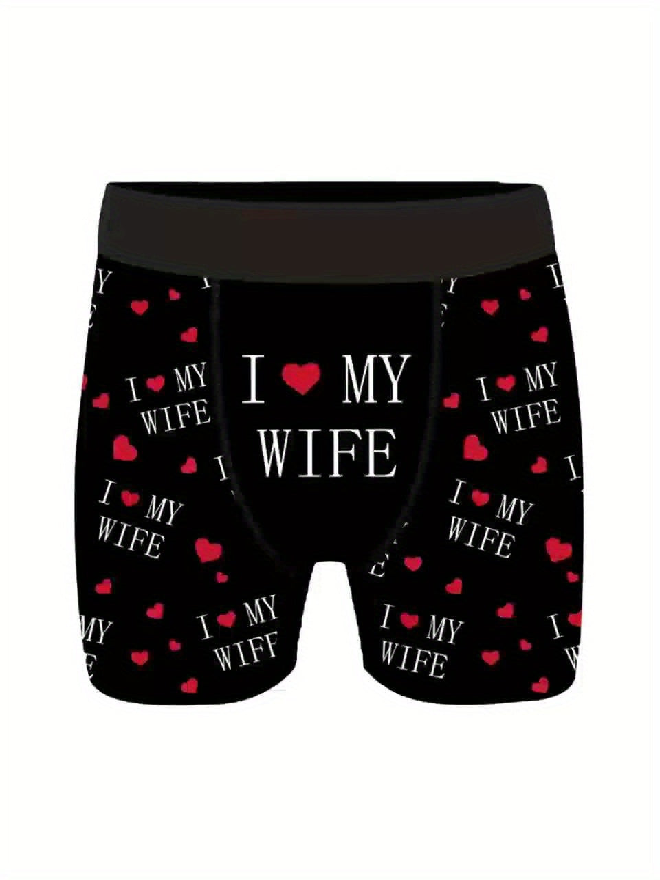 Shorts de nouveauté pour hommes avec imprimés de lettres\u002Fcœurs, boxers longs pour vêtements décontractés sportifs.