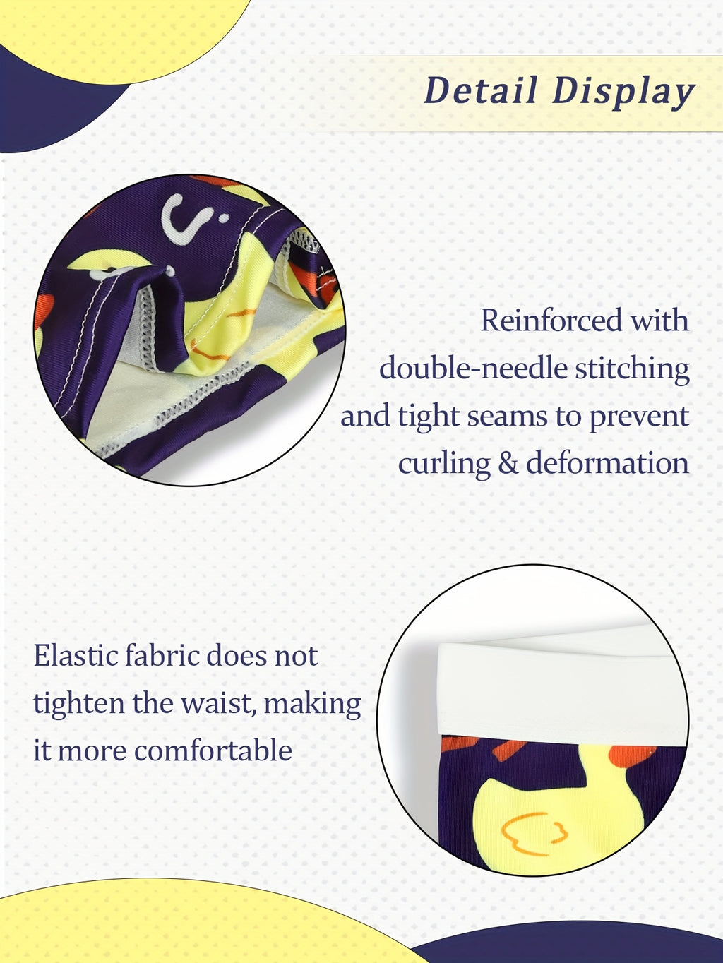 Caleçon d'Homme Canard Joufflu - Fond Bleu avec Dessin de Point d'Interrogation - Sous-Vêtement Élastique pour Été, Natation & Plage Amusante, Piscine - Tenue Détendue|Imprimé Joufflu|Matériau Élastique