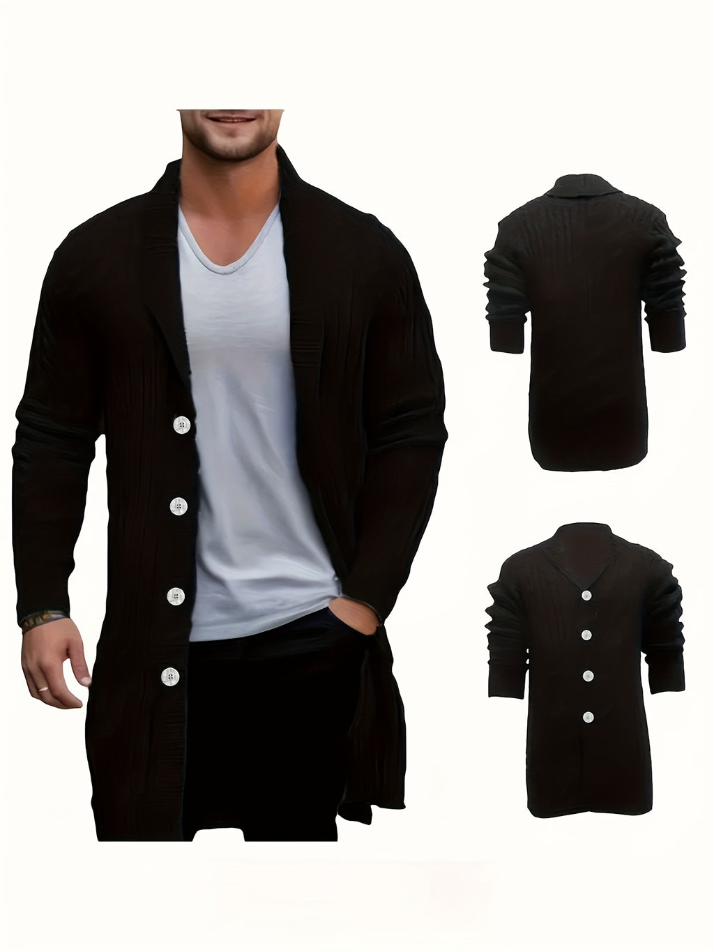 Gilet Tricoté à Col en V pour Homme - Pull Sans Manches Toutes Saisons, Polyvalent pour Tenue Décontractée, Bureau et Mariage - Lavable en Machine, Coupe Régulière, Élasticité Moyenne, Noir