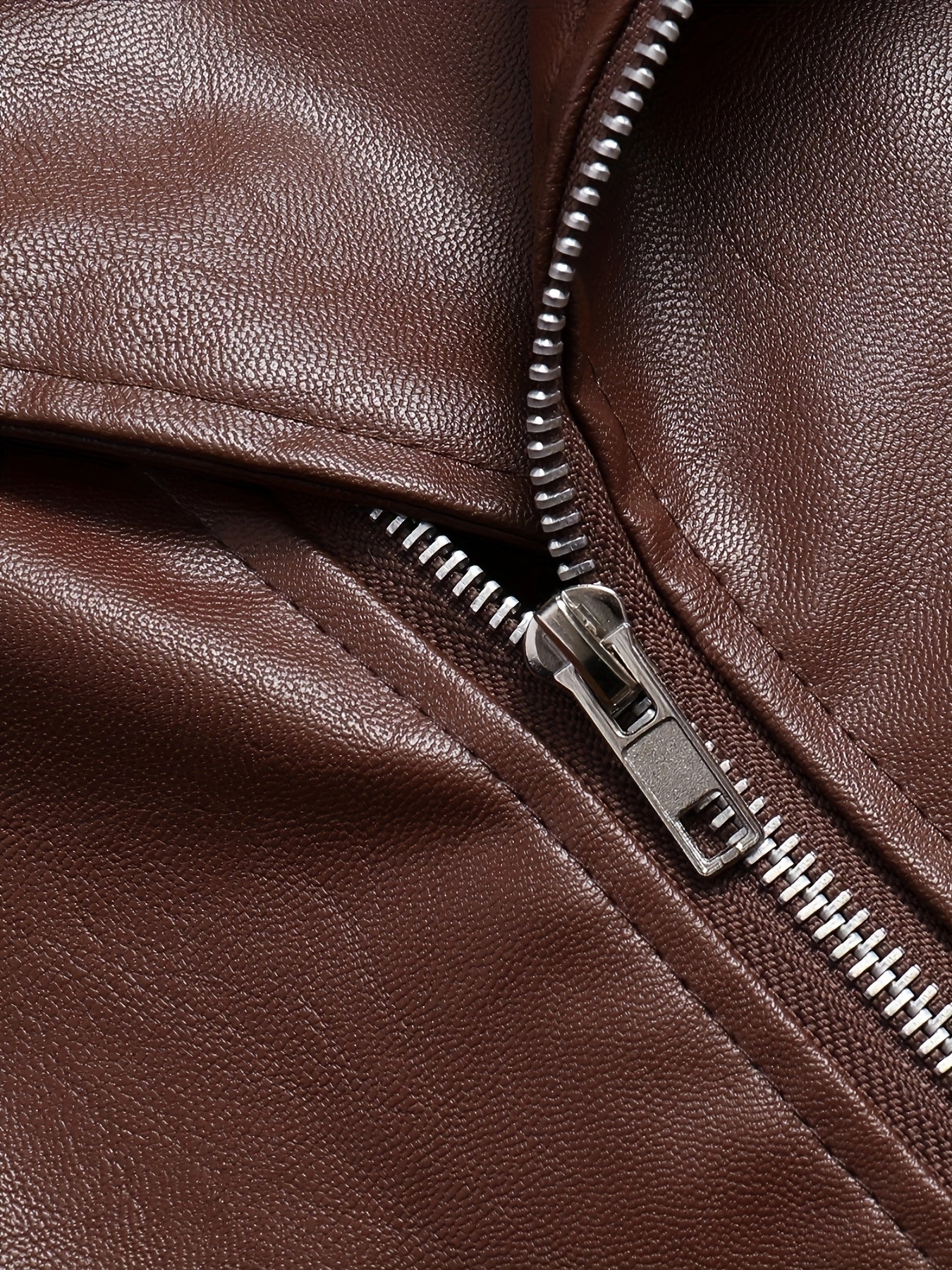 Men'S Fitted Motorcycle-Style PU Faux Leather Jacket