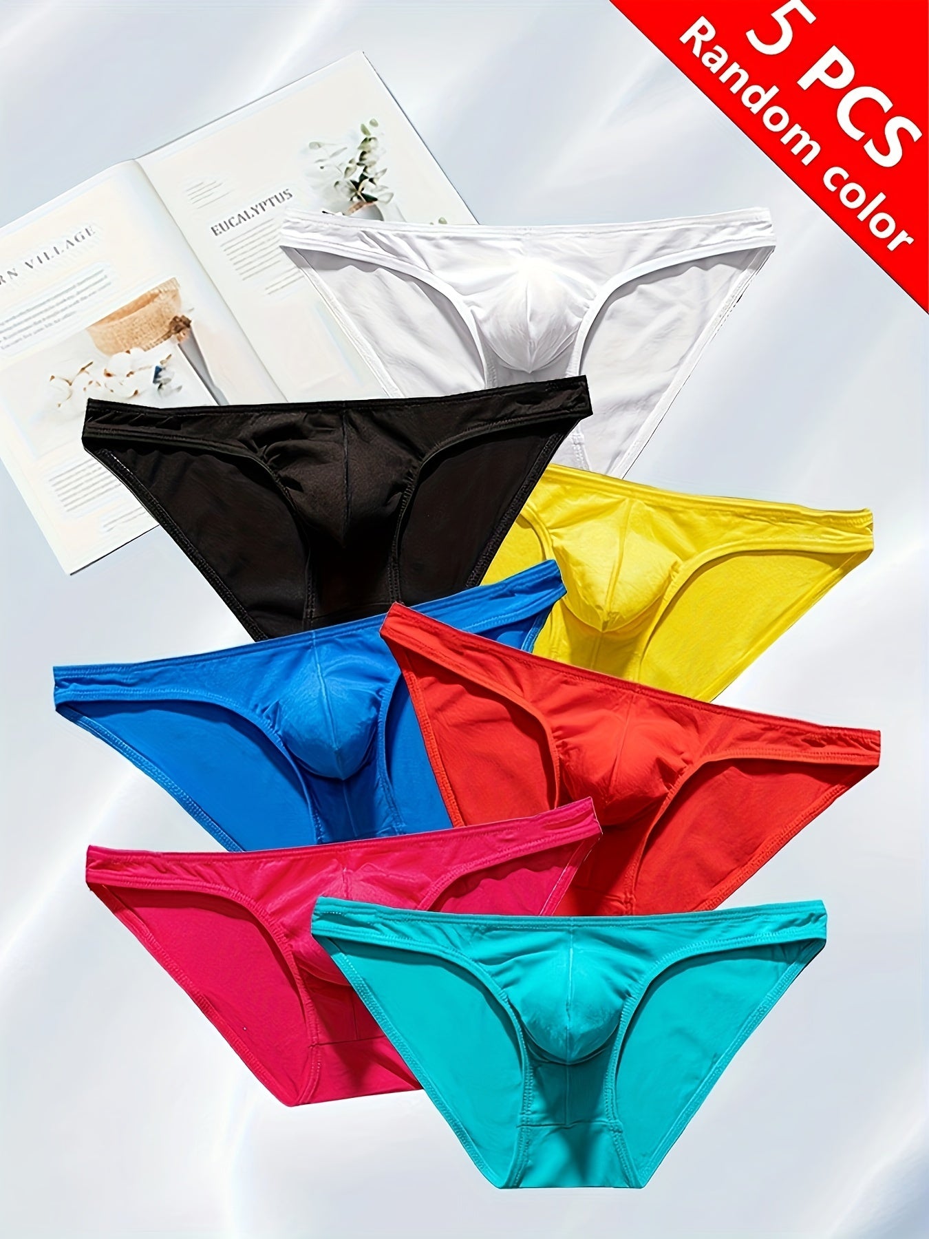 5-Pack de Boxers pour Hommes, Coupe Ajustée Confortable, Sous-Vêtements Sexy en Coton avec Élasticité Moyenne, Couleur Unie, Tissu Tricoté, 95% Coton 5% Spandex, Caleçons Respirants pour Hommes