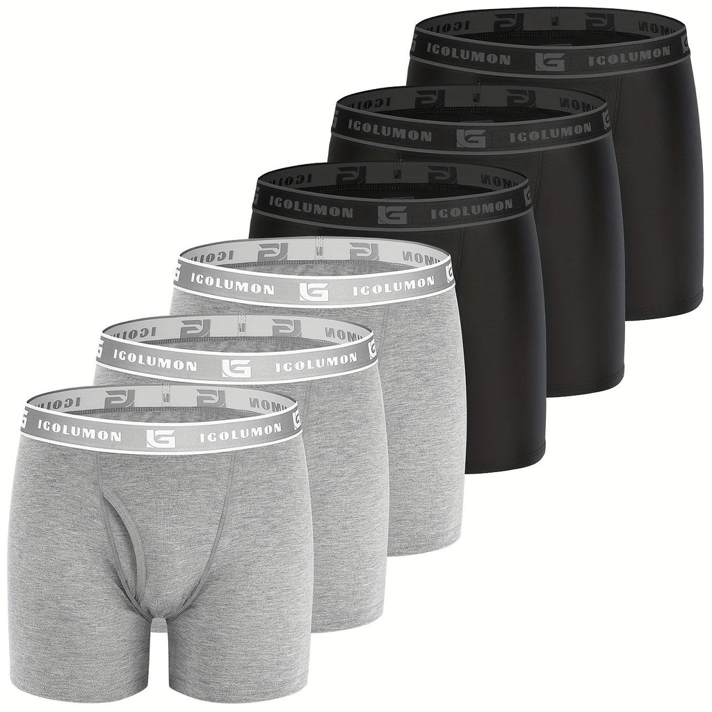 IGOLUMON Sous-vêtements pour hommes Boxer Briefs Doux et confortables en bambou viscose avec braguette, lot de 6