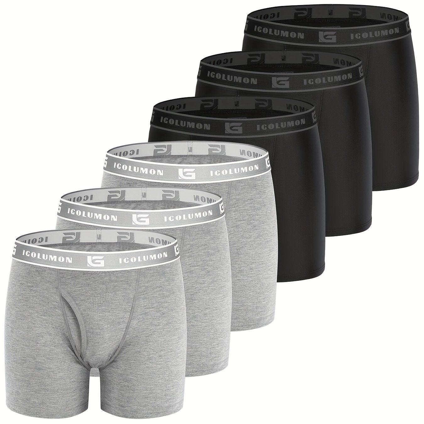 IGOLUMON Sous-vêtements pour hommes Boxer Briefs Doux et confortables en bambou viscose avec braguette, lot de 6