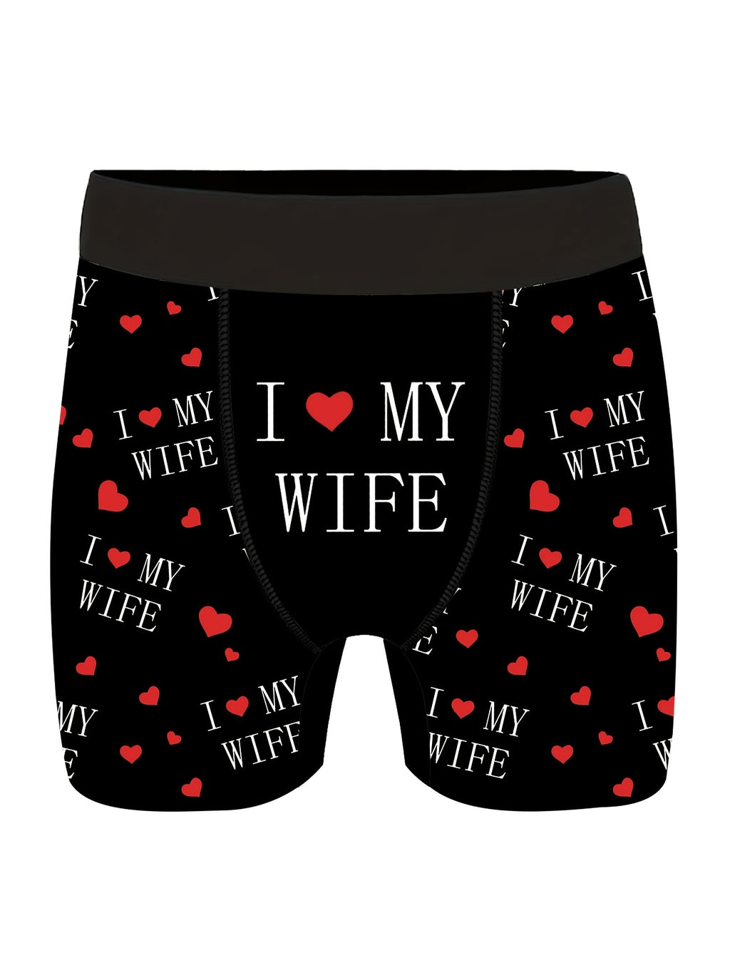 Shorts de nouveauté pour hommes avec imprimés de lettres\u002Fcœurs, boxers longs pour vêtements décontractés sportifs.