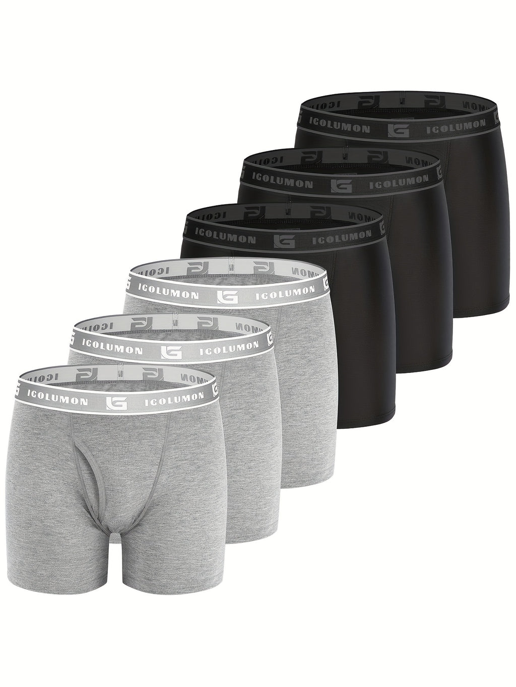 IGOLUMON Sous-vêtements pour hommes Boxer Briefs Doux et confortables en bambou viscose avec braguette, lot de 6
