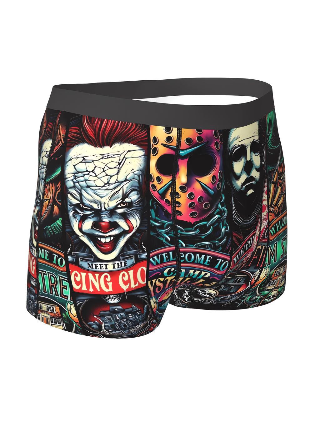 Caleçon Boxer Homme à l'Effigie de Personnages de Films d'Horreur (Jason, Freddy, Michael Myers) - Sous-vêtements Respirants Élastiques - Lavable en Machine, Short de Bain Fantaisie pour Sport et Décontracté | Design Ludique | Coupe Confortable