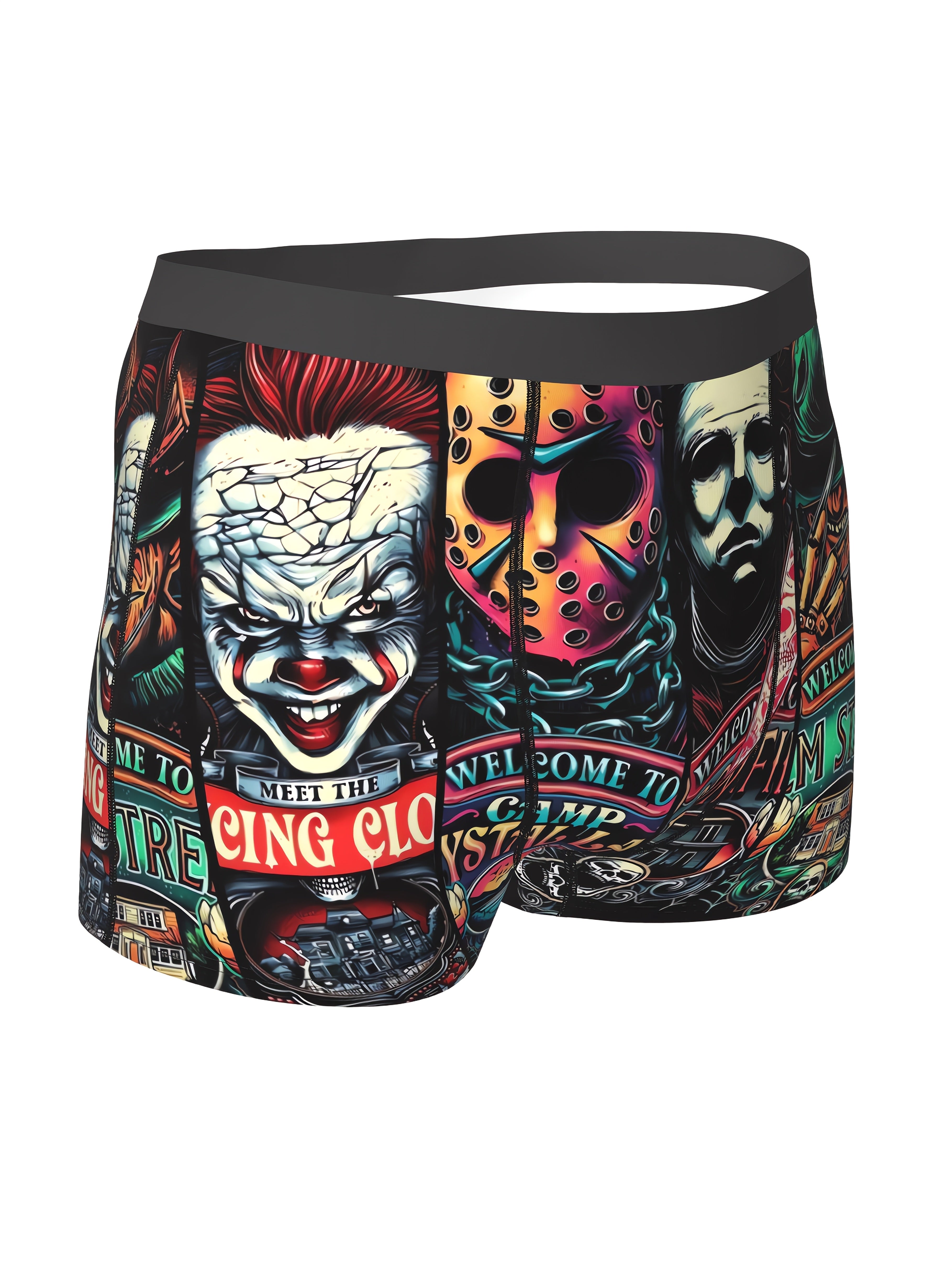 Caleçon Boxer Homme à l'Effigie de Personnages de Films d'Horreur (Jason, Freddy, Michael Myers) - Sous-vêtements Respirants Élastiques - Lavable en Machine, Short de Bain Fantaisie pour Sport et Décontracté | Design Ludique | Coupe Confortable