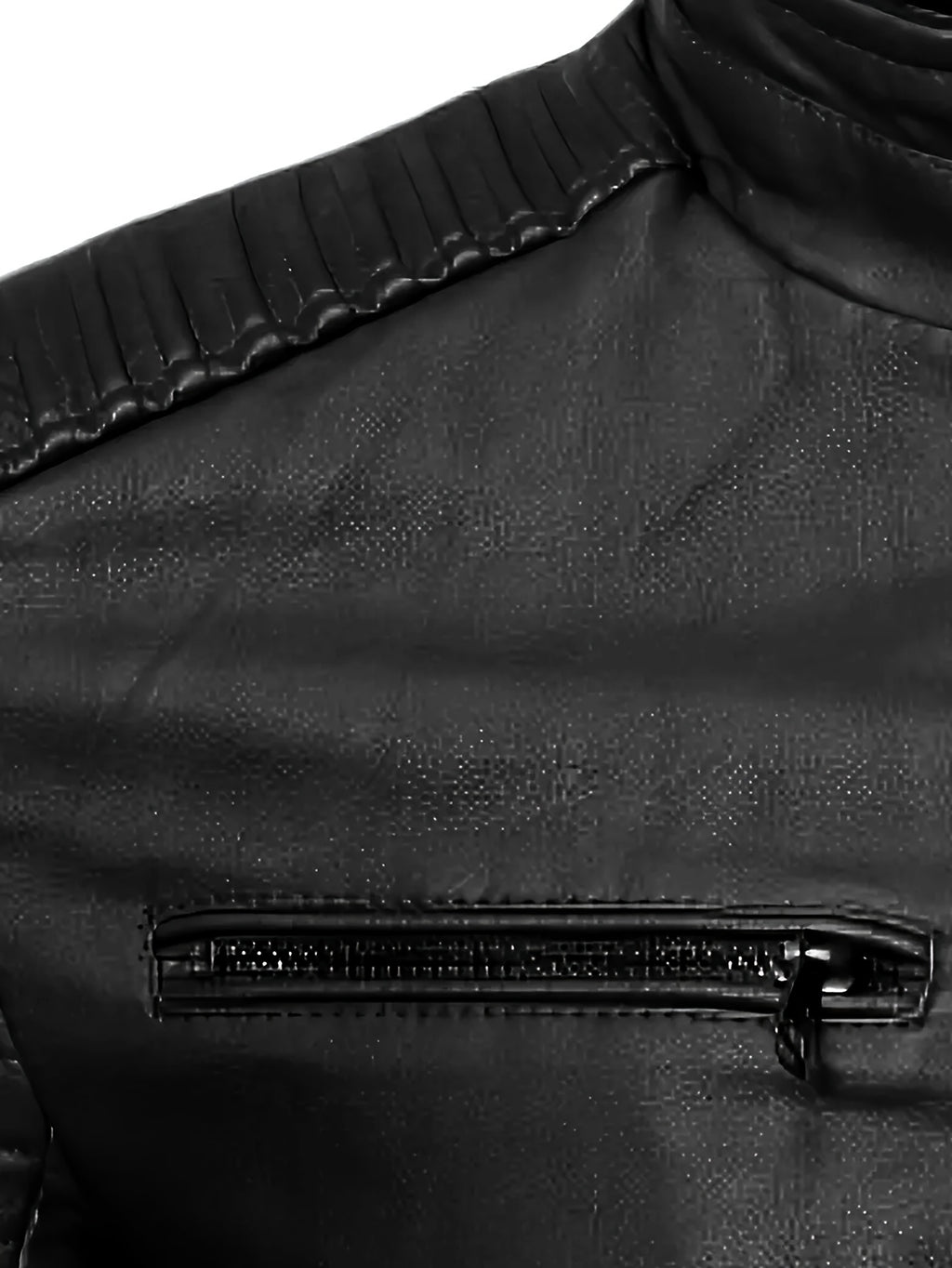 Men'S Punk Style Faux Leather Jacket - Windproof Casual Biker-Inspired Zip-Up with Stand Collar, Full-Zip Front, and Side Pockets for Spring & Fall, Winter Apparel | Stand Collar Jacket | Zipper Closure Jacket