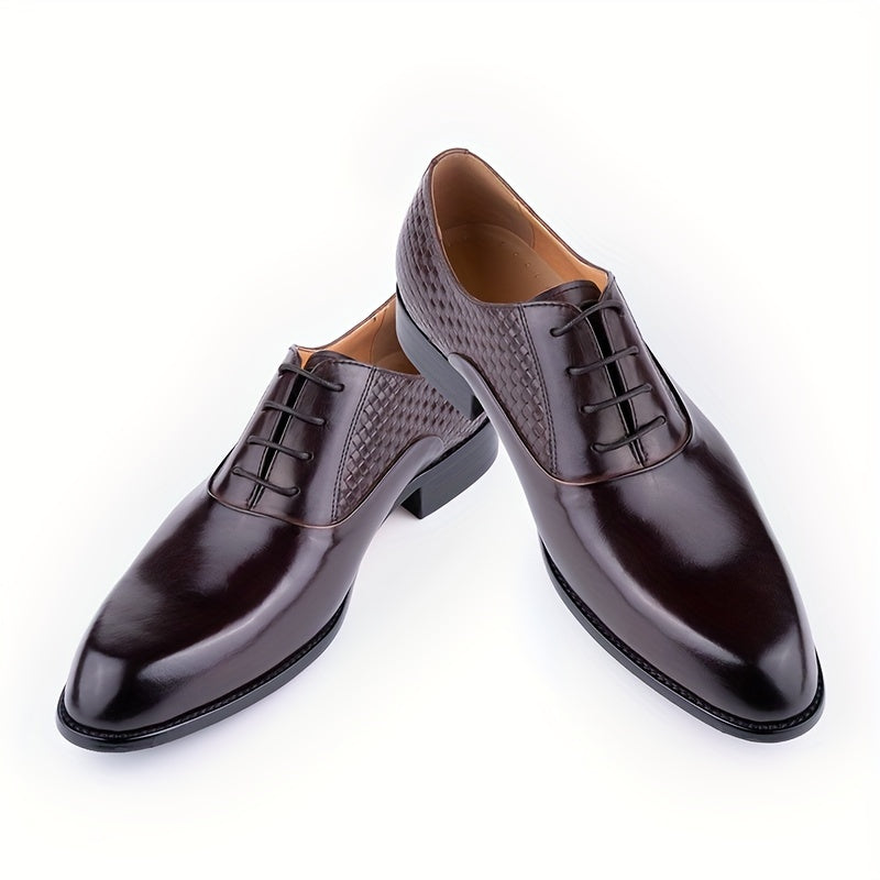 Men's Premium Leather Oxford Shoes - Versatile for Business & Casual Wear, Lace-Up with Rubber Sole, Perfect for Weddings & Parties