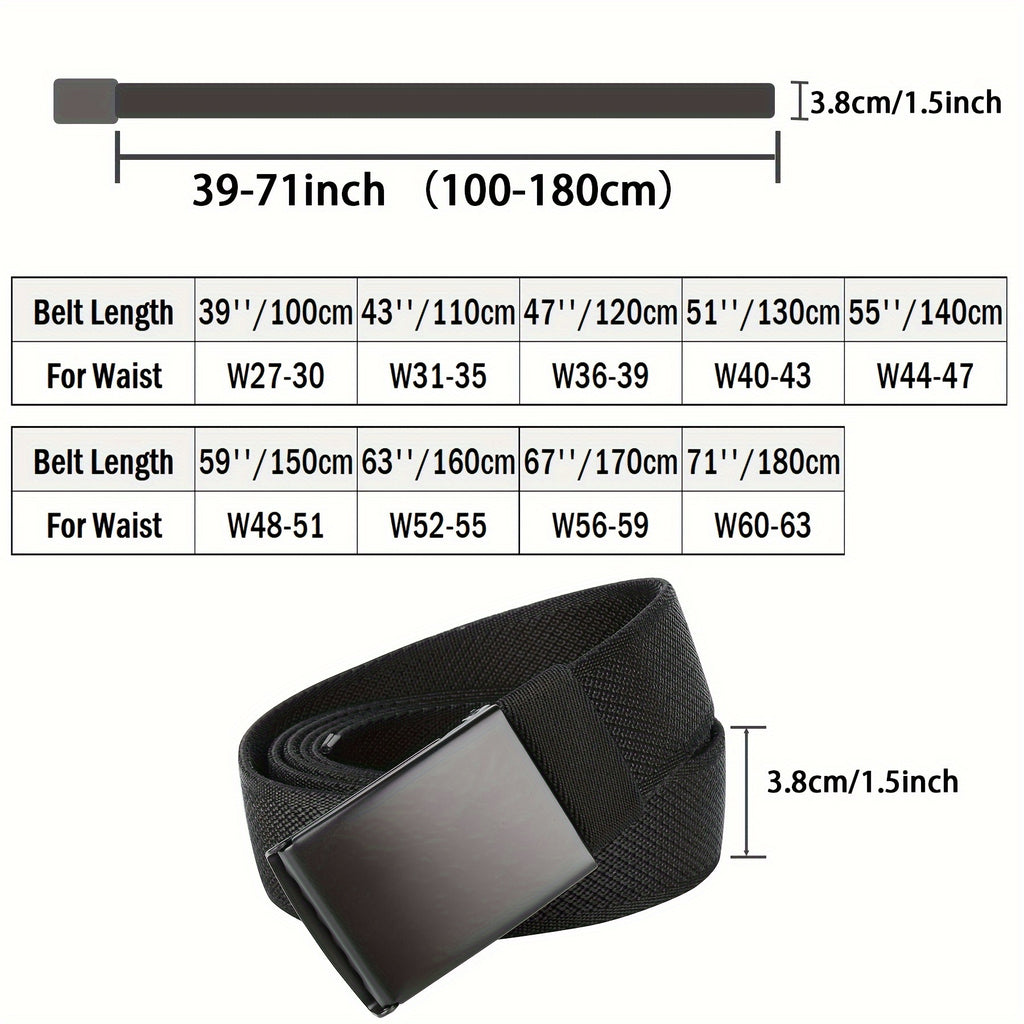 Ceinture en Nylon Extensible Confort pour Hommes Grande Taille - Noire, Réglable jusqu'à 75 Pouces pour les Grands et Forts