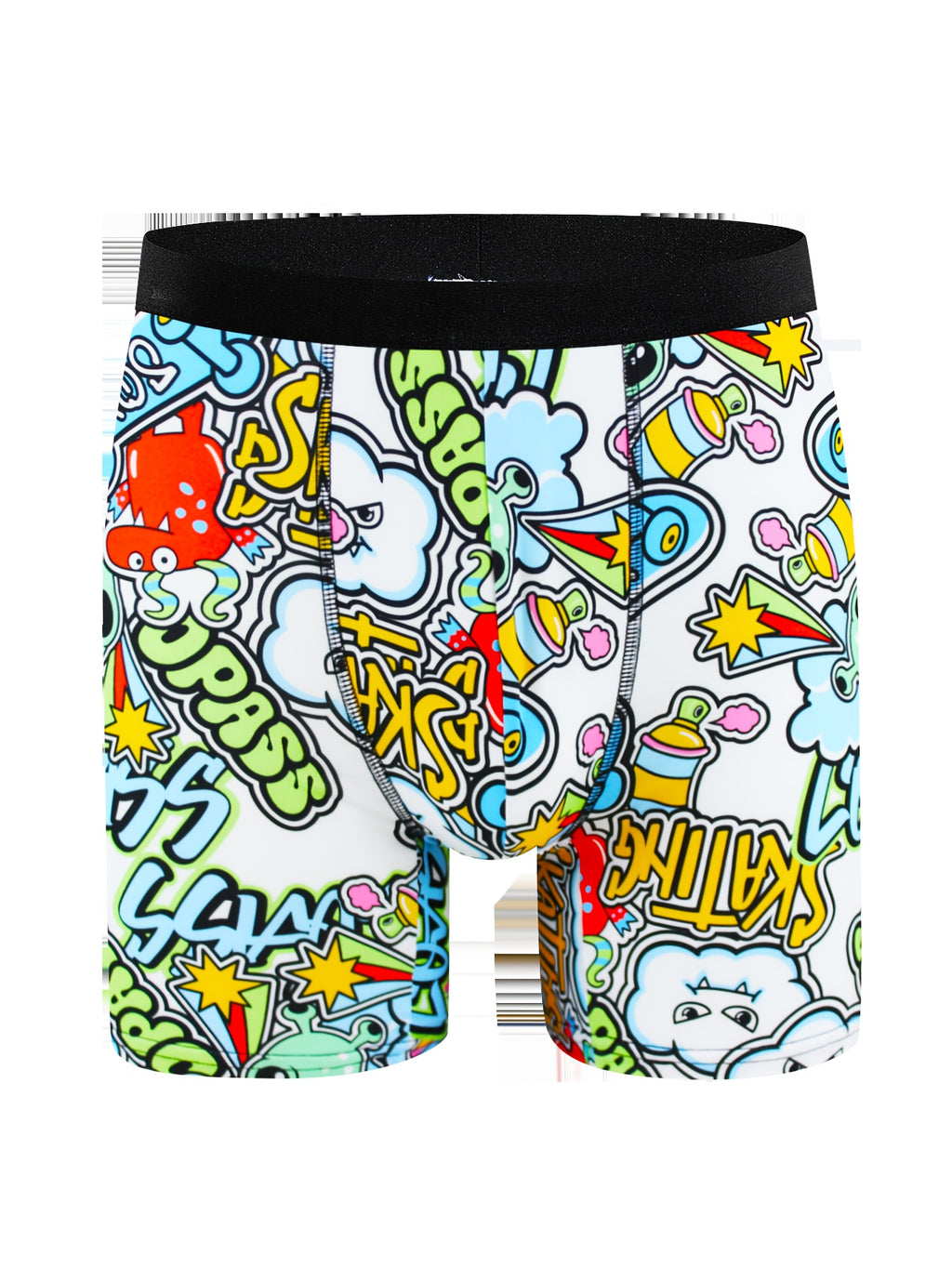 10pcs Boxers Longs pour Hommes à Imprimé Graffiti - Respirants, Mélange de Polyester Extensible, Sous-vêtements Non-Transparents