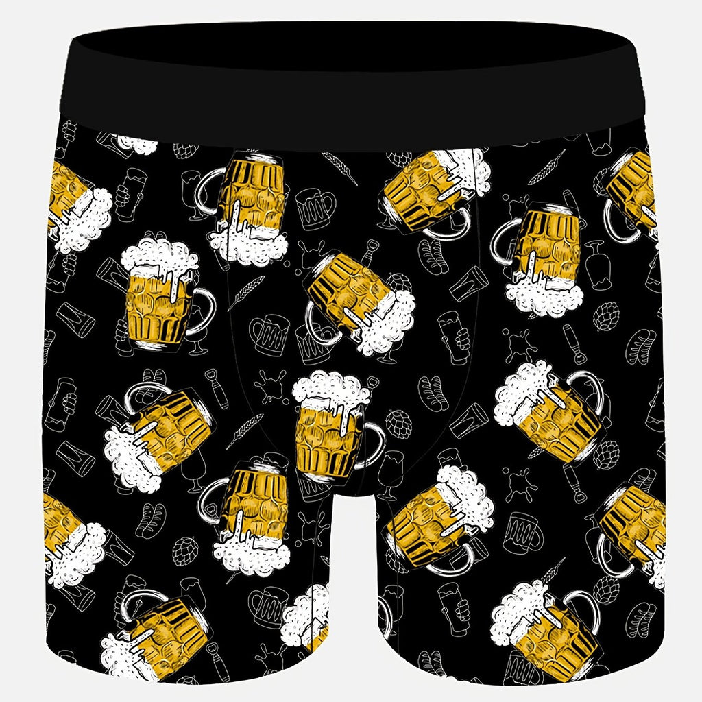 Caleçon Boxer Homme Original, Tissu Polyester et Élasthanne, Imprimé Ludique, Ceinture Confortable, Maille Anti-Remontée - Coupe Medium