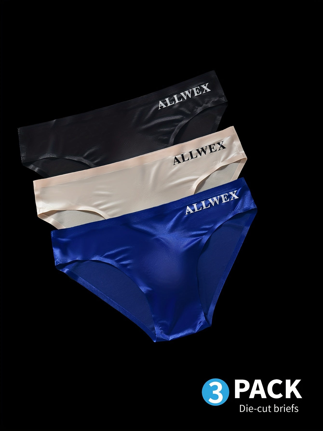 3pcs Sous-vêtements pour Hommes, Boxers en Tissu Fibre Glacée Sans Couture, Tricot Haute Élasticité, Couleur Unie, Confortable Respirant Tenue de Gym Athlétique Décontractée, Taille Basse, Forme Brillante 3D