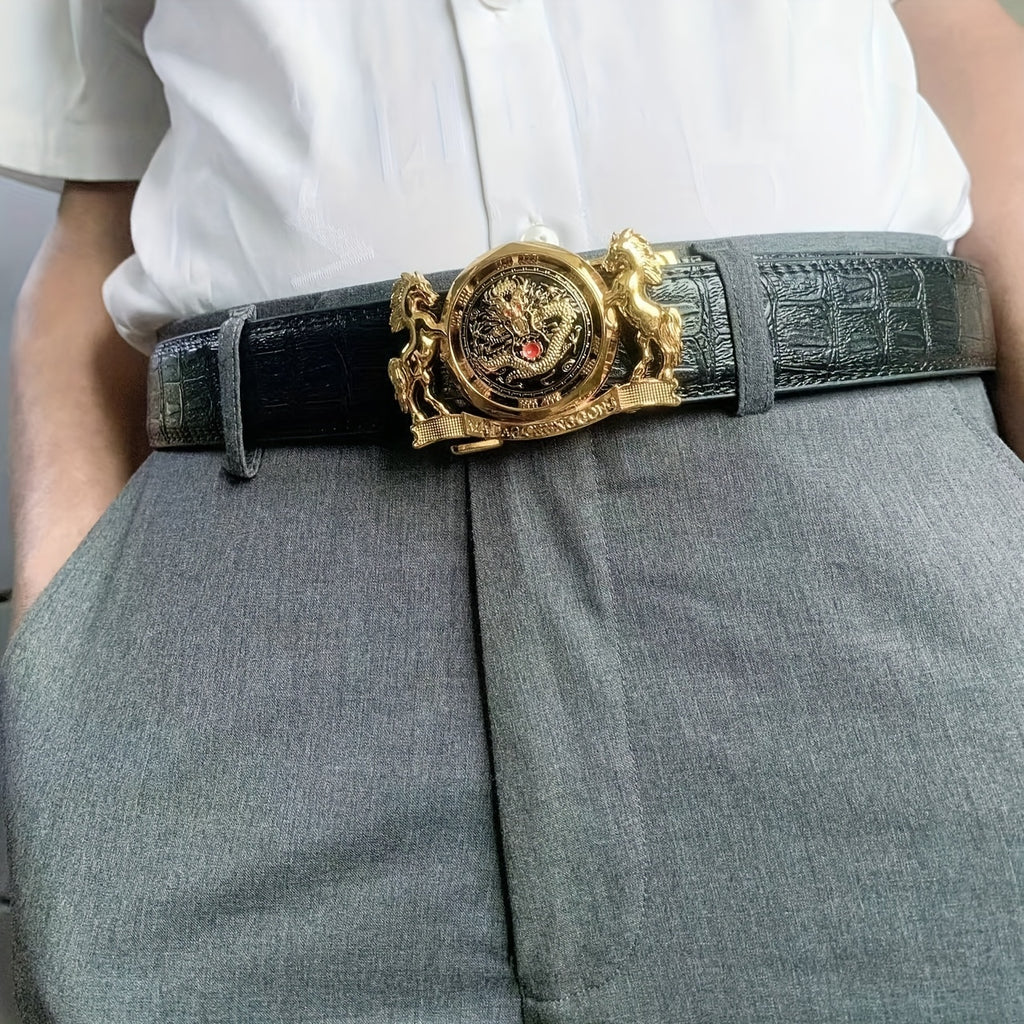 Ceinture En Cuir Véritable de Vachette, Ceinture À Boucle Automatique En Alliage Pour Hommes, Coffret Cadeau