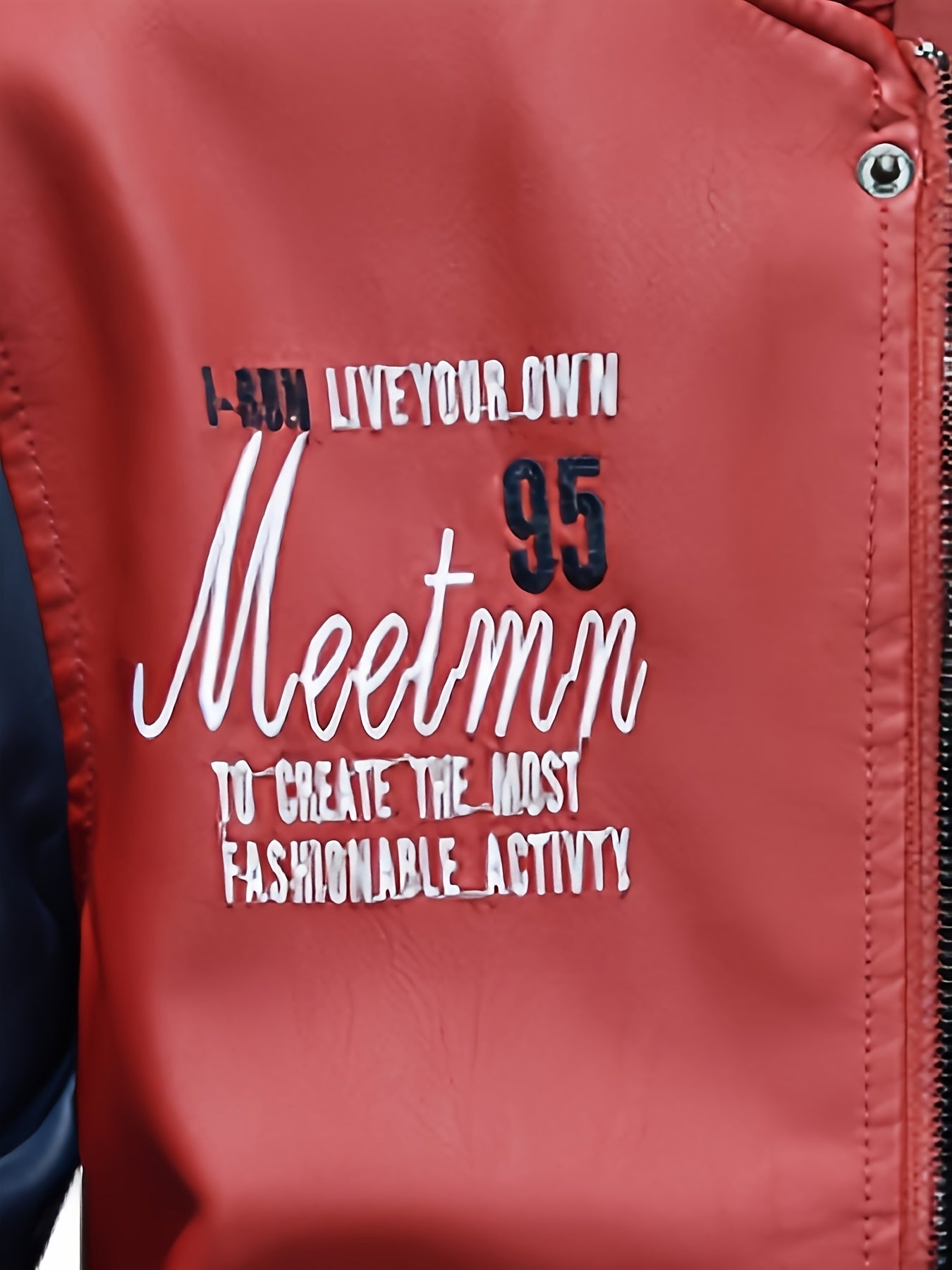 Men's PUPU PU Leather Jacket, Men's Motorcycle PUPU PU Leather Jacket, Fashion Letter PUPU PU Leather Jacket