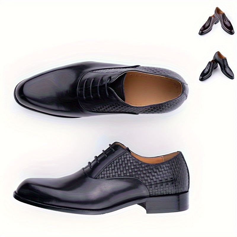 Men's Premium Leather Oxford Shoes - Versatile for Business & Casual Wear, Lace-Up with Rubber Sole, Perfect for Weddings & Parties