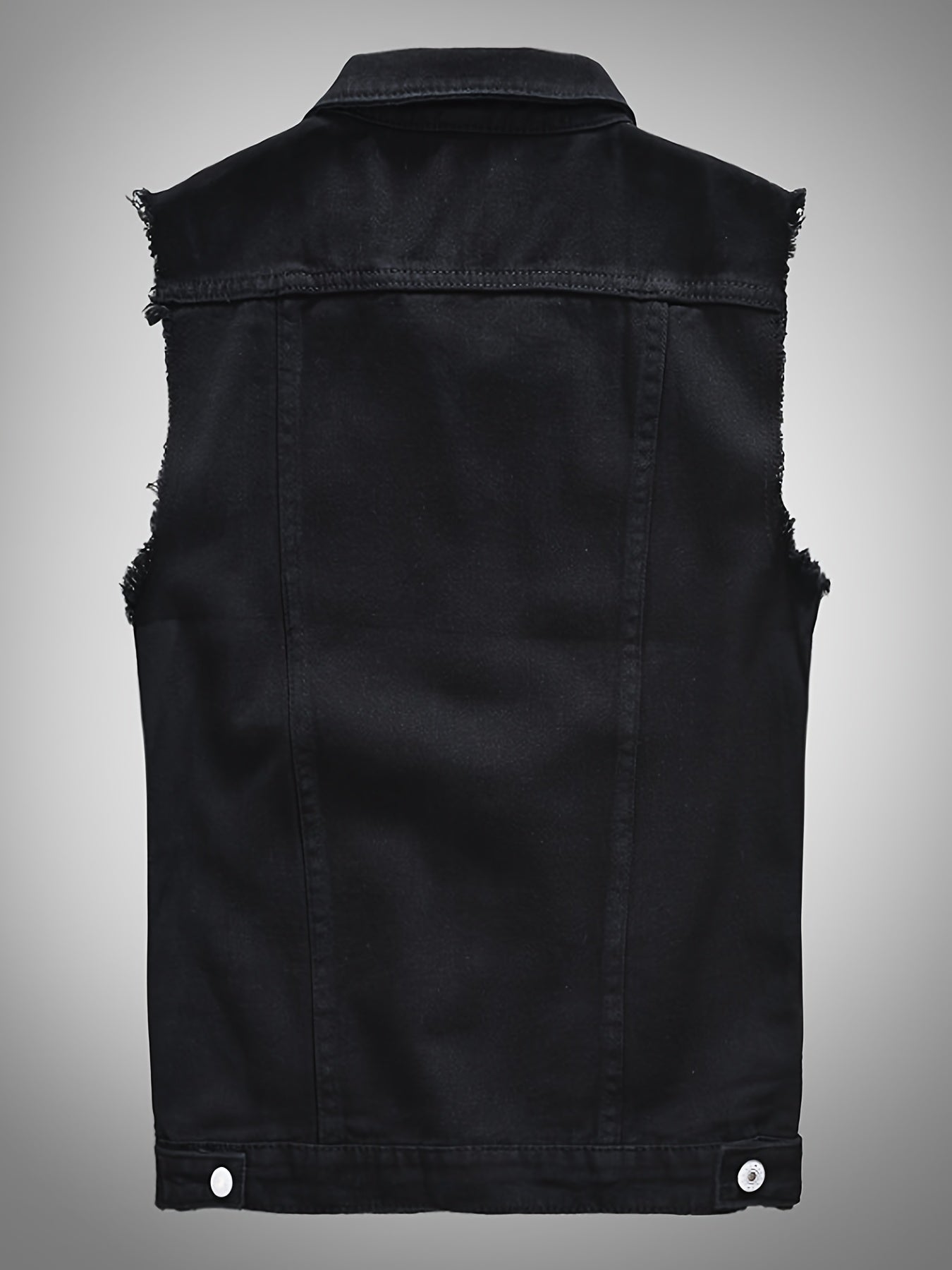 Veste décontractée en denim pour homme - Style moto, couleur unie, boutonnage, tissu non extensible, idéale pour le printemps\u002Fl'automne